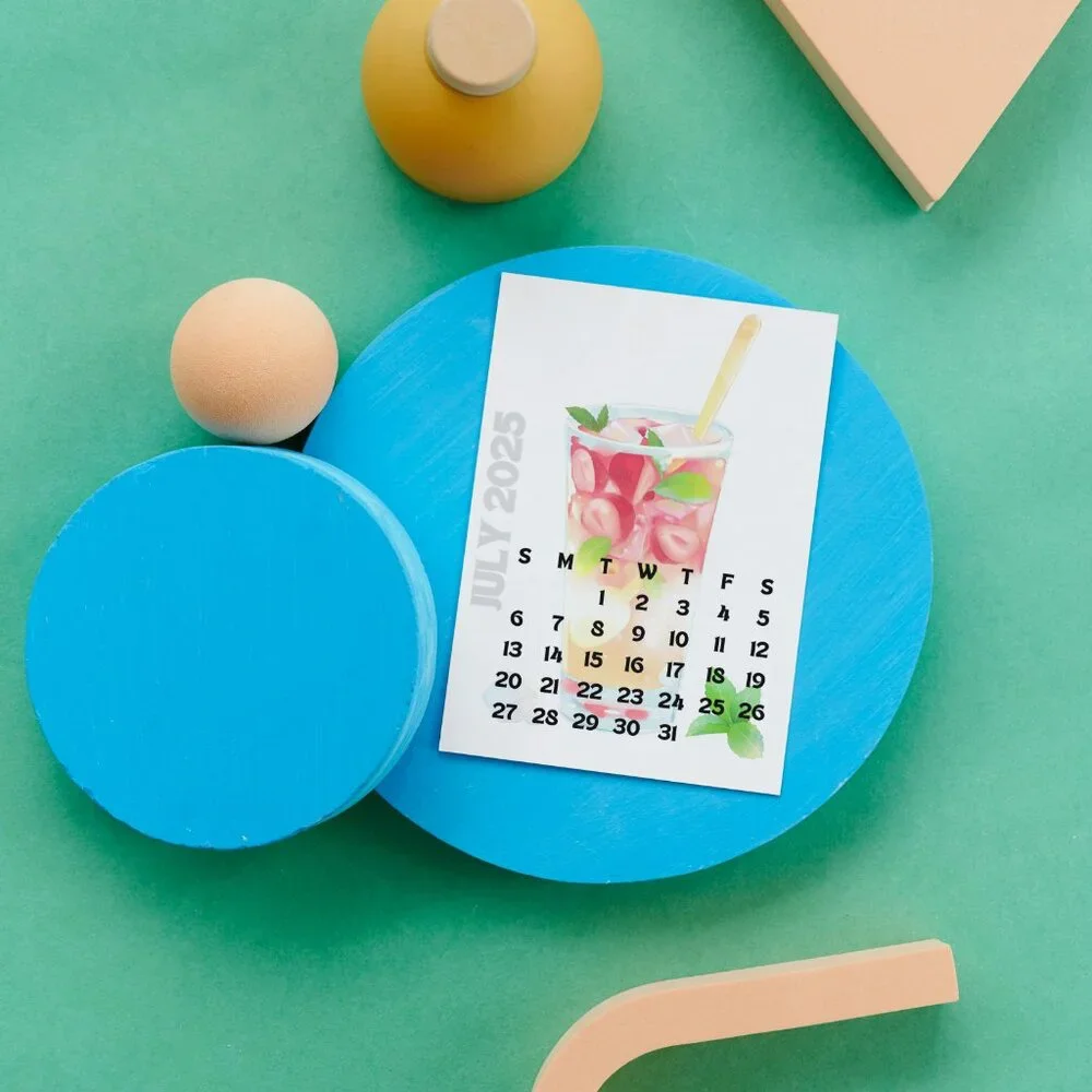 NEW 2025 Cocktails Delight Desk Calendar Print Cards - Calendar Card Refills